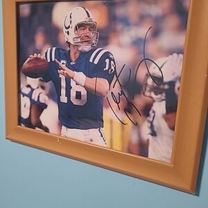 Peyton Manning Autograph Football Wall Art in Gold Frame